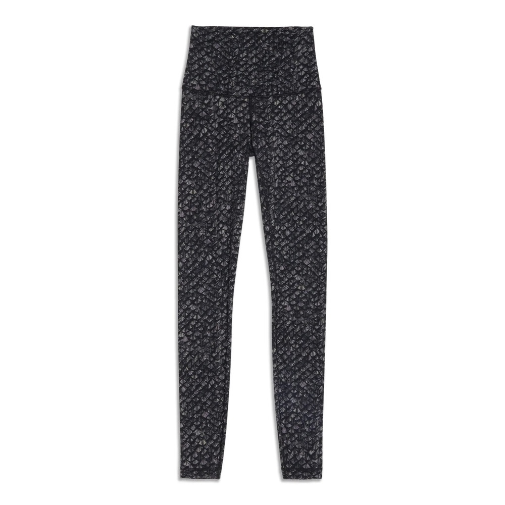 Lululemon Wunder Under High Rise Pant Black Gray Print Women’s Size 10